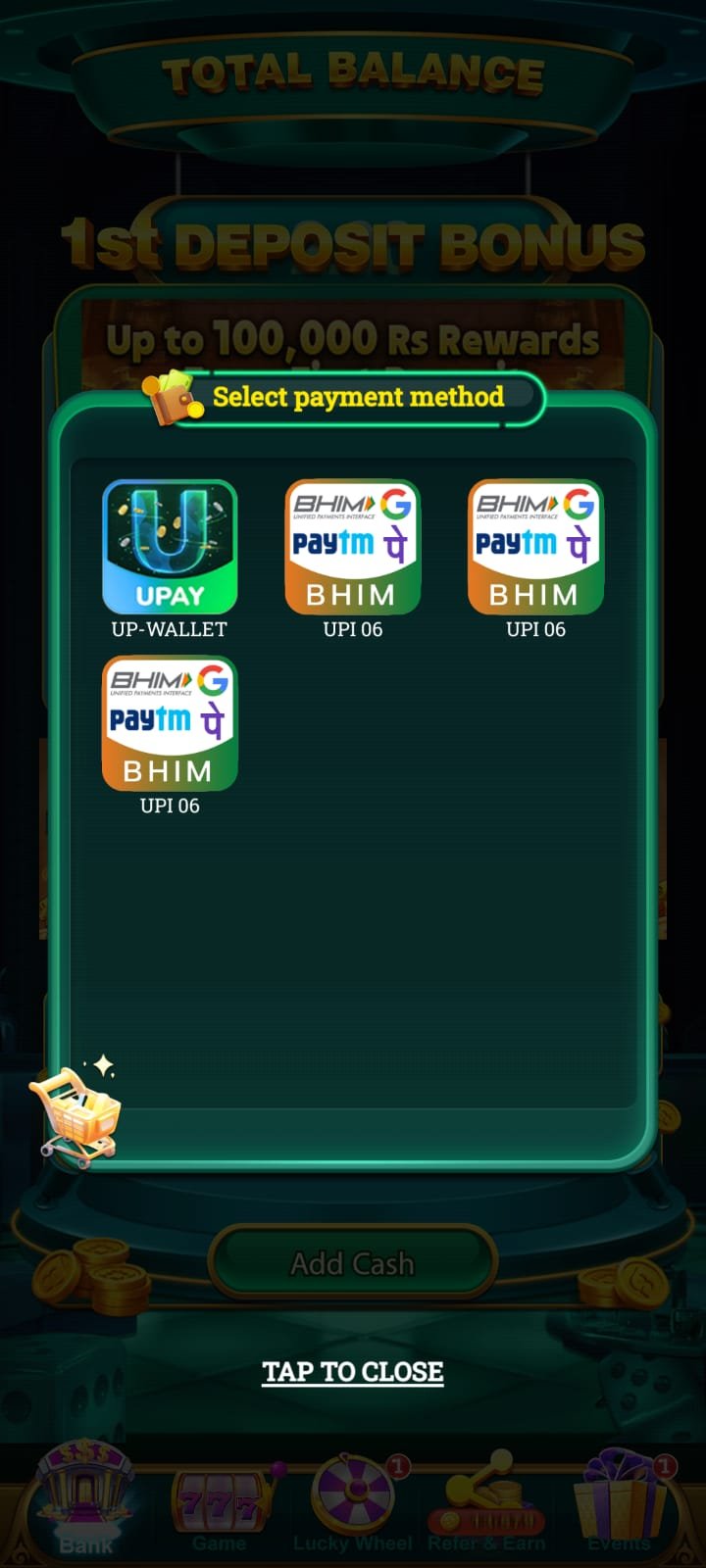 Rummy 888 Official Cashier Screen